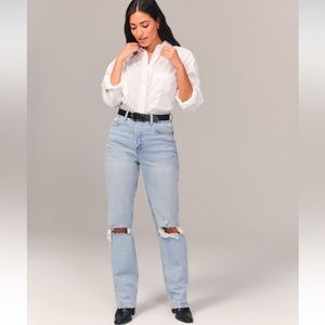 Abercrombie & Fitch Curve Love Ultra High Rise 90s Straight Jeans